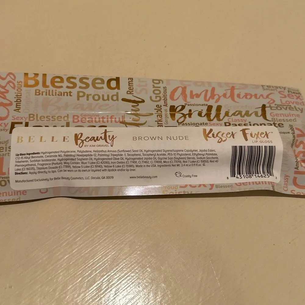 Belle Beauty Kisser Fixer Lip Gloss Nude Brown Neutral Everyday New Sealed